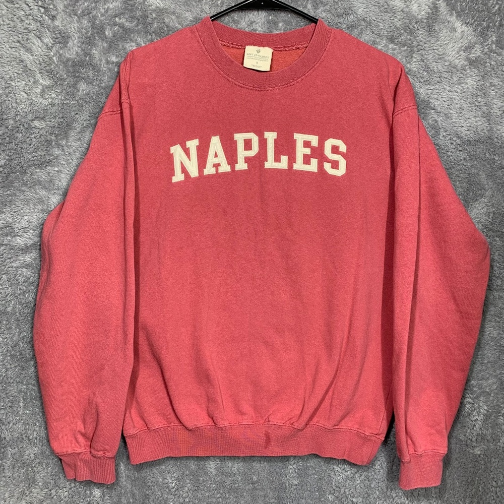 Soft As A Grape Naples Sweatshirt Womens Small Red Pink Graphic Crewneck Florida